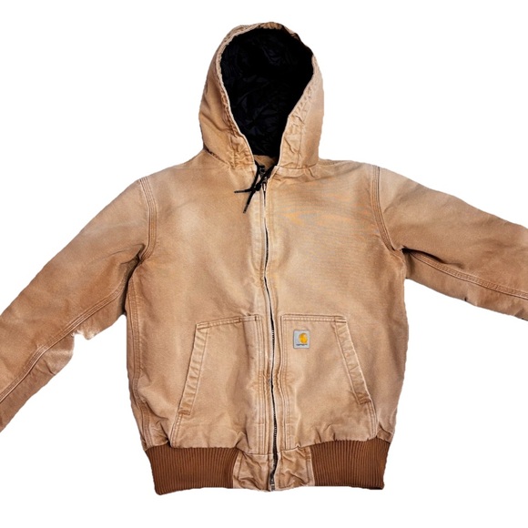 Carhartt Work Jacket Size Small J130 Sandstone Brown Distressed - Picture 2 of 14